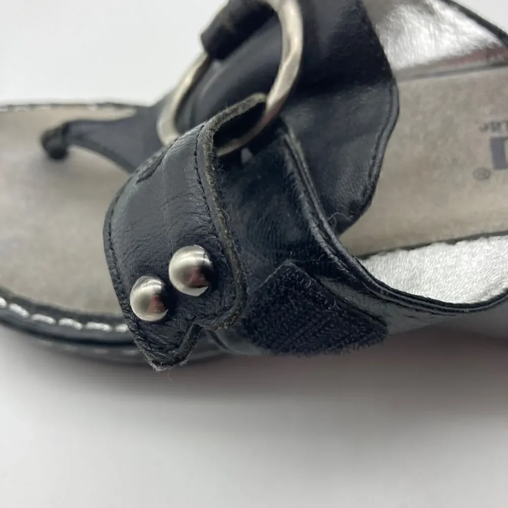 Alegria LOL-601 Black Leather Wedge Sandals Size 38-7,5